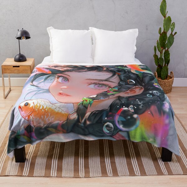 Item preview, Underwater Anime Girl Surrounded by Fish and Bubbles designed and sold by bubblegoth.