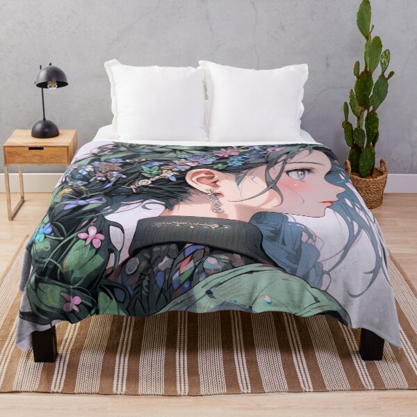 Item preview, Serene Botanical Floral Braid Anime Girl designed and sold by bubblegoth.