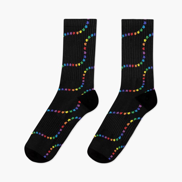 Item preview, Wavy Meeple Rainbow Tabletop Pride Black Back designed and sold by JEL-Designs.