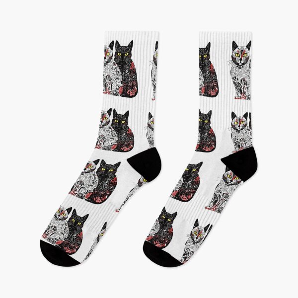 Item preview, Unique pair of patterned cats designed and sold by liana campbell.