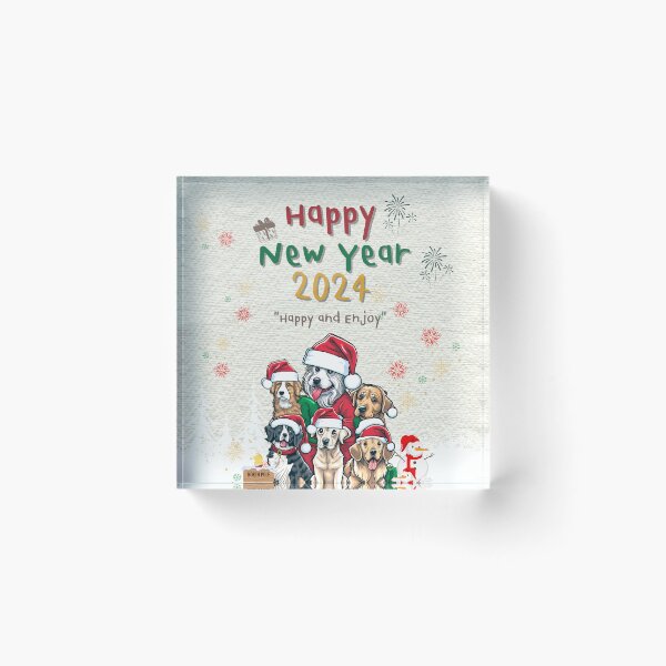 Item preview, Cute Dogs Chritmas & Happy New Year 2024 Happy and Enjoy designed and sold by tnwbank.