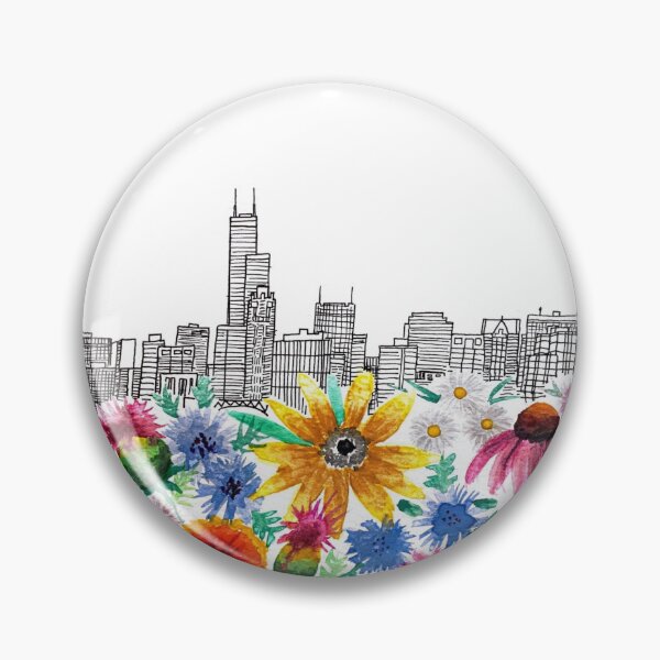 Item preview, Skyline with native flowers designed and sold by Color Chicago.