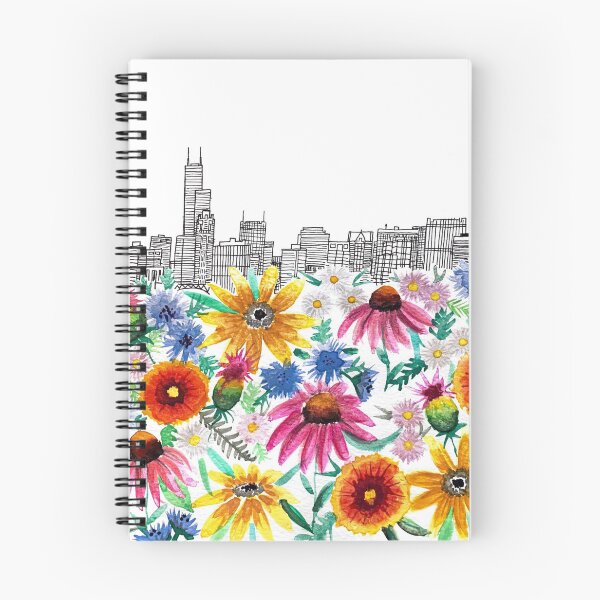 Item preview, Skyline with native flowers designed and sold by Color Chicago.