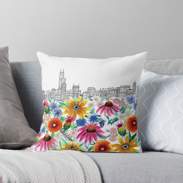 Item preview, Skyline with native flowers designed and sold by Color Chicago.