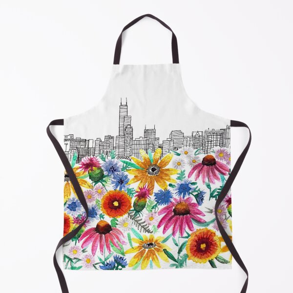 Item preview, Skyline with native flowers designed and sold by Color Chicago.