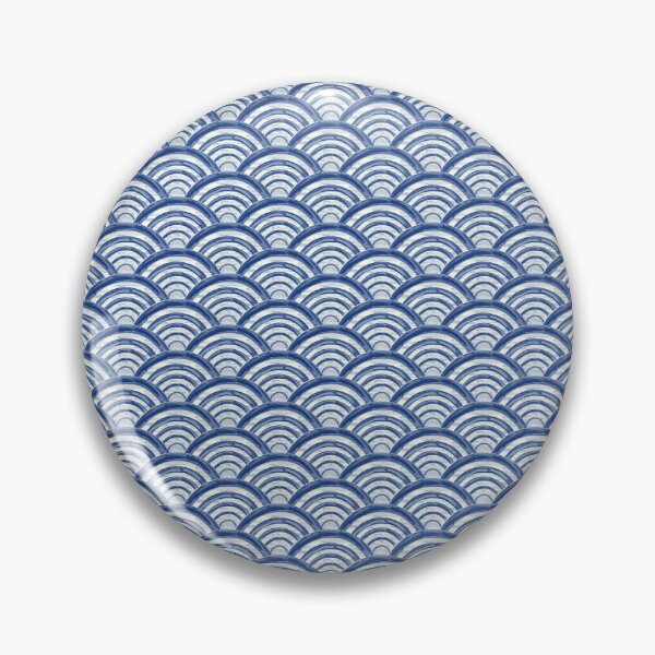Item preview, Seigaiha Japanese Block Print Pattern of Ocean Waves, blue sea and wave, Japanese Waves Pattern in Indigo Blue, Blue and white, Beach, overlapping circles designed and sold by Jean-Pham.