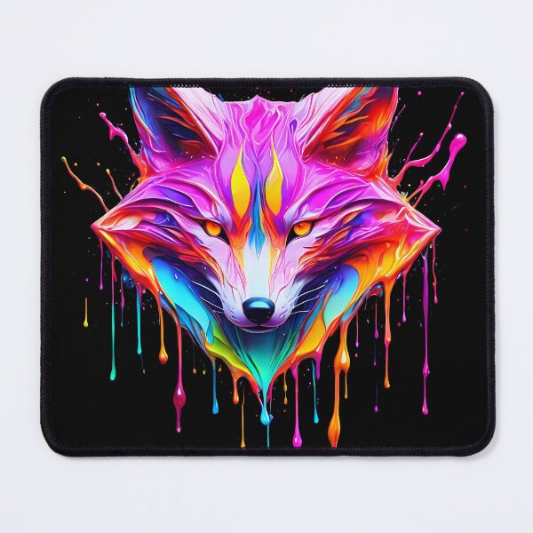 Item preview, Abstract neon fox drip art designed and sold by PictureCanvas.