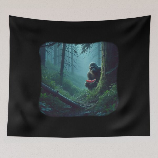 Item preview, Bigfoot Hiding in the Forest Eating Watermelon designed and sold by Kim Arnott.
