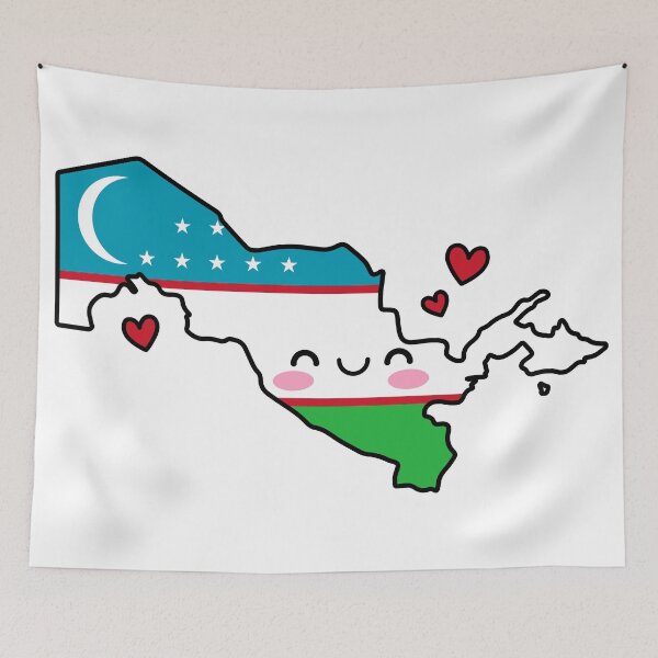 Item preview, Uzbekistan Flag Map Smile with Love designed and sold by pixelsparkzone.