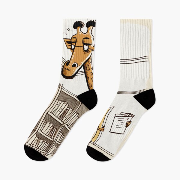 Item preview, Library Humor - Cartoon Giraffe Librarian in a Tight Squeeze designed and sold by PaintbrushPlace.