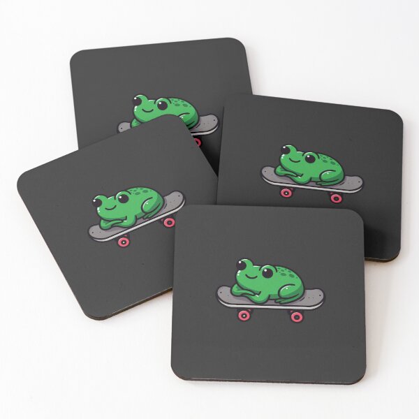 Item preview,  a green frog lying on its belly atop a skateboard designed and sold by CoussaZau.