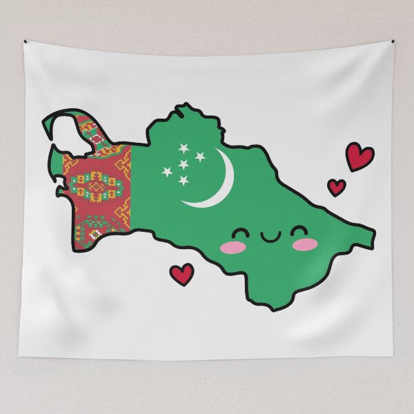 Item preview, Turkmenistan Flag Map Smile with Love designed and sold by pixelsparkzone.