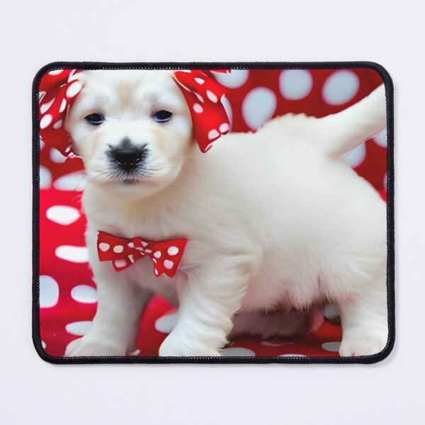 Item preview, CUTE WHITE PUPPY FESTIVE POKADOTS designed and sold by Sanny88.