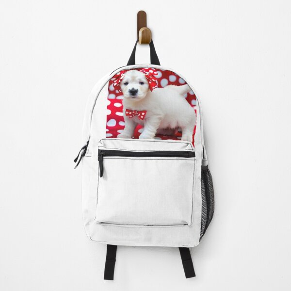 Item preview, CUTE WHITE PUPPY FESTIVE POKADOTS designed and sold by Sanny88.