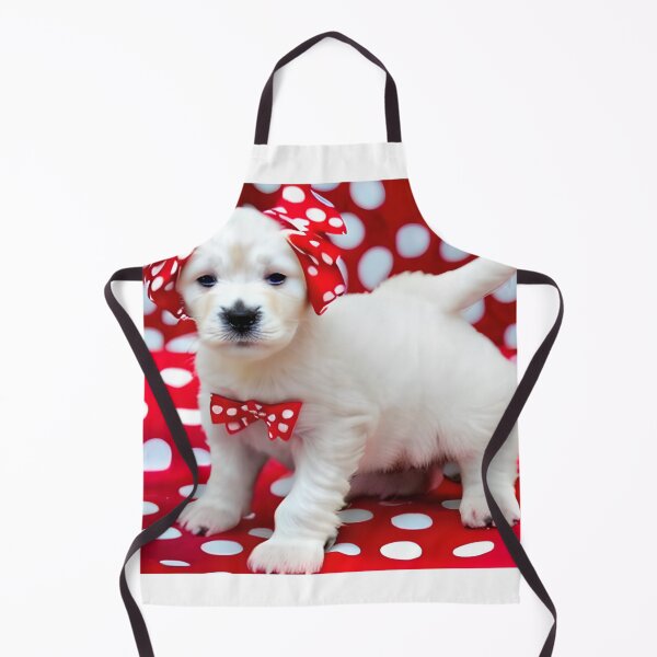 Item preview, CUTE WHITE PUPPY FESTIVE POKADOTS designed and sold by Sanny88.