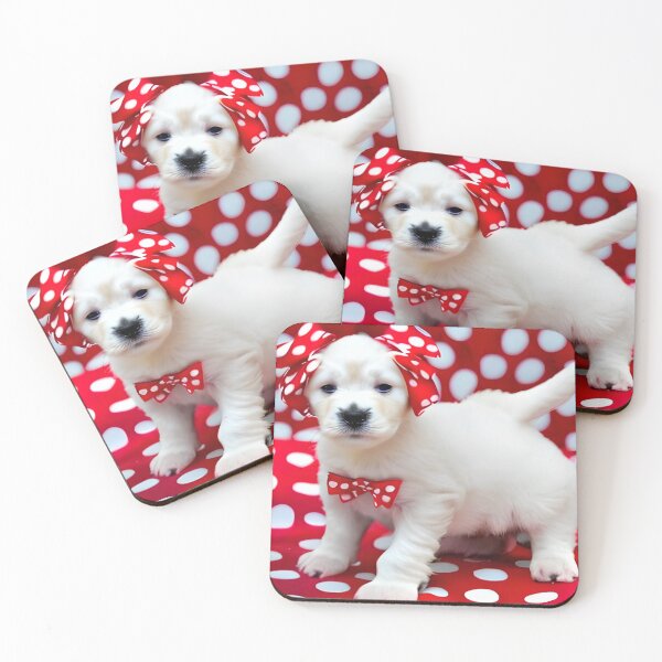 Item preview, CUTE WHITE PUPPY FESTIVE POKADOTS designed and sold by Sanny88.