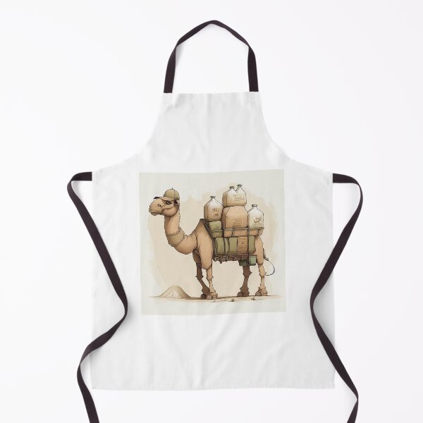 Item preview, Camel as a water delivery service worker, humorously storing water bottles in its humps designed and sold by PaintbrushPlace.