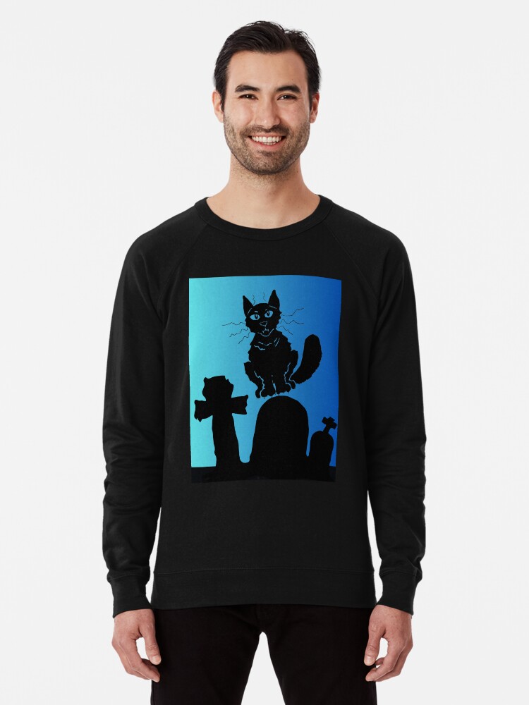 Thumbnail 1 of 5, Lightweight Sweatshirt, Cemetery cat designed and sold by TheOwnerSpeaks.