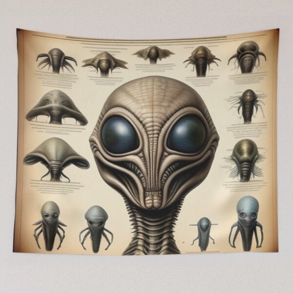 Aperçu de l'œuvre Tableau de classification des extraterrestres vintage créée et vendue par Roxburylane.