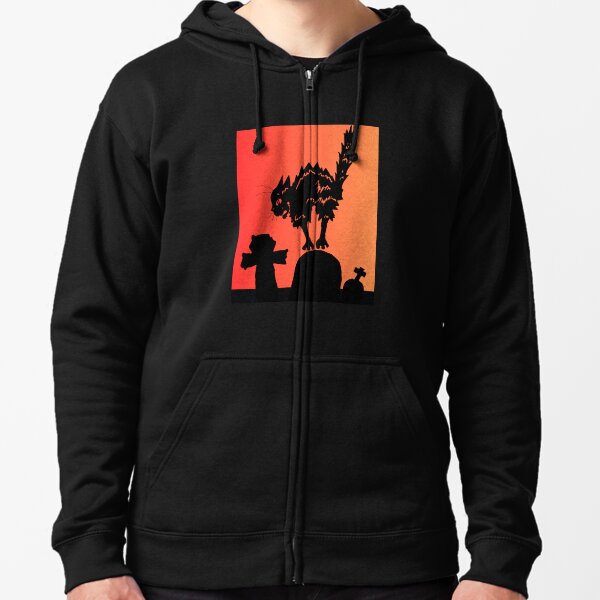 Cat on a grave Zipped Hoodie
