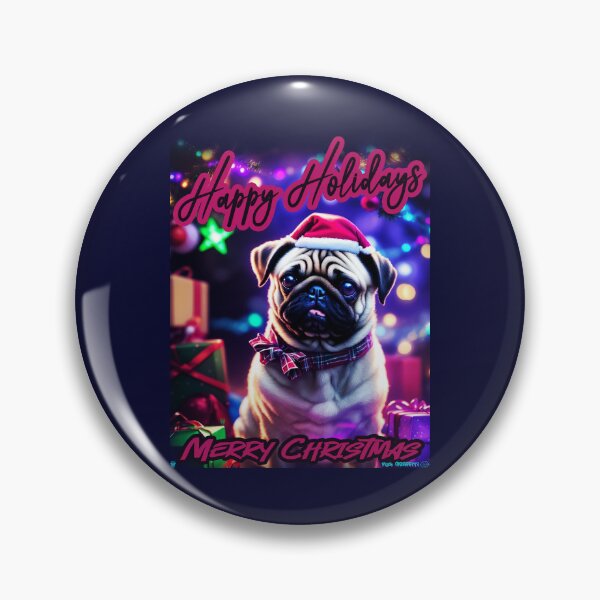 Item preview, Pug HAPPY HOLIDAYS 84 MERRY CHRISTMAS USA designed and sold by RedBluffTraders.