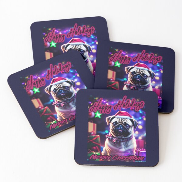 Item preview, Pug HAPPY HOLIDAYS 84 MERRY CHRISTMAS USA designed and sold by RedBluffTraders.