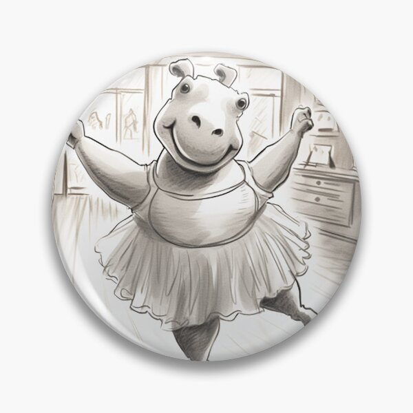 Artikelvorschau, Ballet Hippo Possen – Anmutige Pirouette im Tanzstudio-Cartoon entworfen und verkauft von PaintbrushPlace.