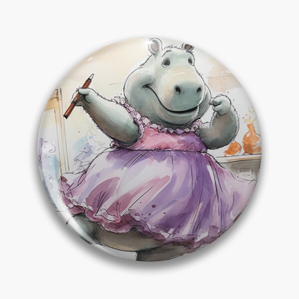 Artikelvorschau, Hippo Ballerina Frolics – Charmanter Tanzstudio-Cartoon entworfen und verkauft von PaintbrushPlace.