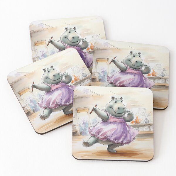 Artikelvorschau, Hippo Ballerina Frolics – Charmanter Tanzstudio-Cartoon entworfen und verkauft von PaintbrushPlace.