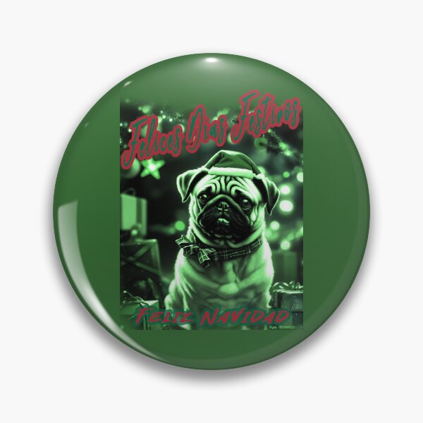 Item preview, Pug HAPPY HOLIDAYS 84 MERRY CHRISTMAS FELIZ NAVIDAD designed and sold by RedBluffTraders.