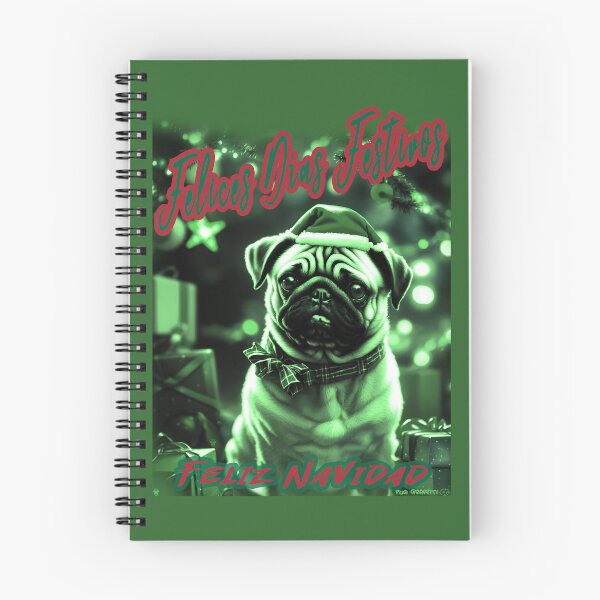 Item preview, Pug HAPPY HOLIDAYS 84 MERRY CHRISTMAS FELIZ NAVIDAD designed and sold by RedBluffTraders.