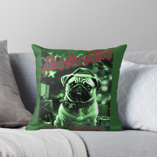 Item preview, Pug HAPPY HOLIDAYS 84 MERRY CHRISTMAS FELIZ NAVIDAD designed and sold by RedBluffTraders.