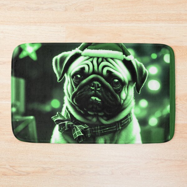 Item preview, Pug HAPPY HOLIDAYS 84 MERRY CHRISTMAS FELIZ NAVIDAD designed and sold by RedBluffTraders.