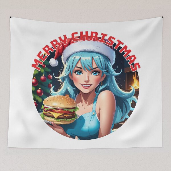 Item preview, Beautiful Christmas Waitress Gives Hamburger designed and sold by duke818.