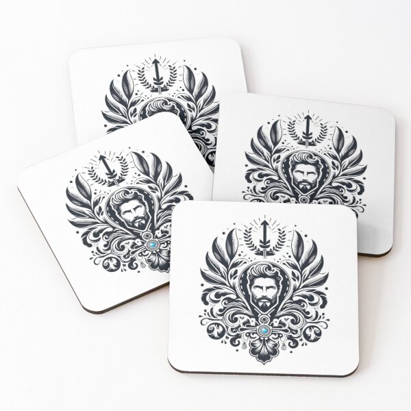 Item preview, Black and white shield design with blue gemstone - ornamental and elegant designed and sold by Artifines.