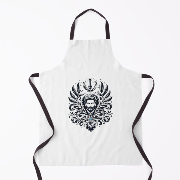 Item preview, Black and white shield design with blue gemstone - ornamental and elegant designed and sold by Artifines.