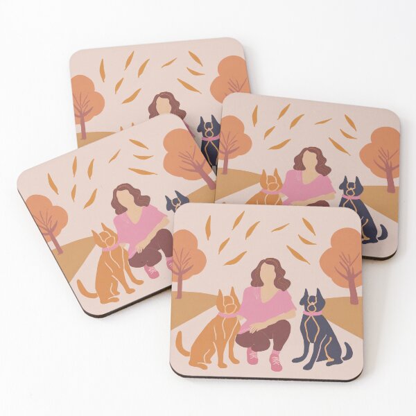 Item preview, Woman surrounded by dogs at a city park designed and sold by fotofeast.
