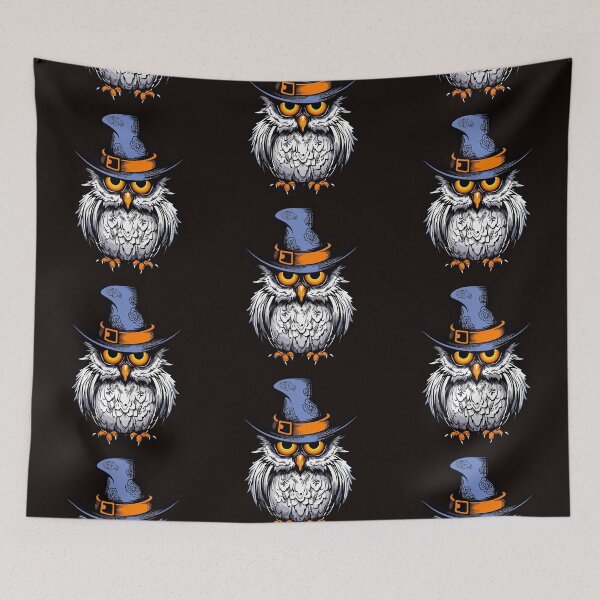 Item preview, Halloween Whimsy with Hat-Wearing Owl designed and sold by DigitalGraphic1.