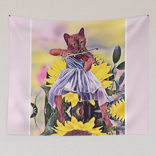 Item preview, Fiddler Cat on Sunflower designed and sold by Artbellachi.