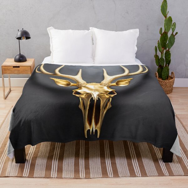 Item preview, Posh gold deer skull with sharp antlers designed and sold by fotofeast.