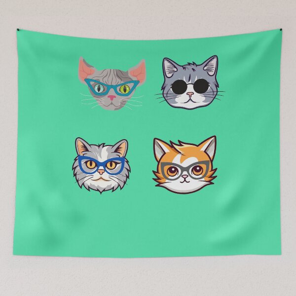 Item preview,  cute cats with glasses  designed and sold by Cuteanimecorner.