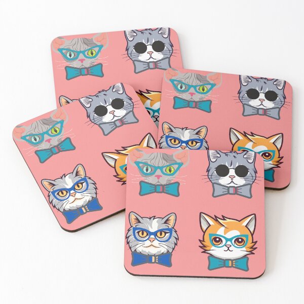 Item preview,  cute cats with glasses  designed and sold by Cuteanimecorner.