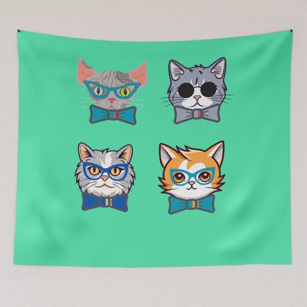 Item preview,  cute cats with glasses  designed and sold by Cuteanimecorner.