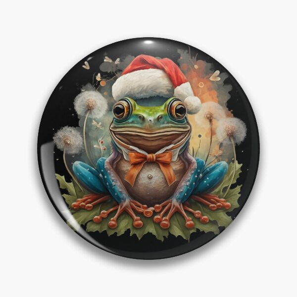 Item preview, Dendolion frog with santa hat designed and sold by FreshArtFusion.