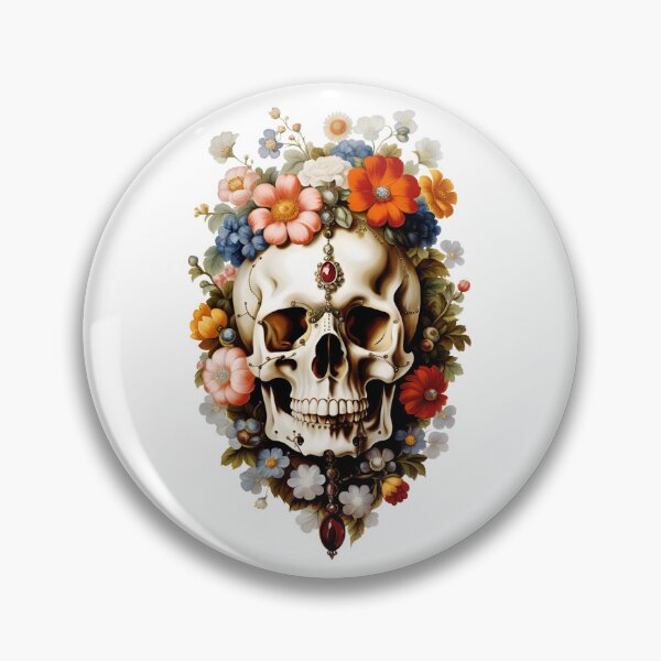 Item preview, Skull decorated with summer flowers designed and sold by MadinaFatt.