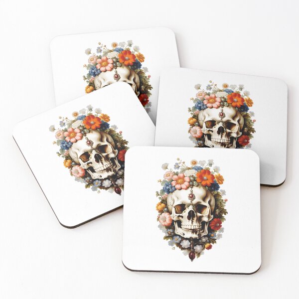 Item preview, Skull decorated with summer flowers designed and sold by MadinaFatt.