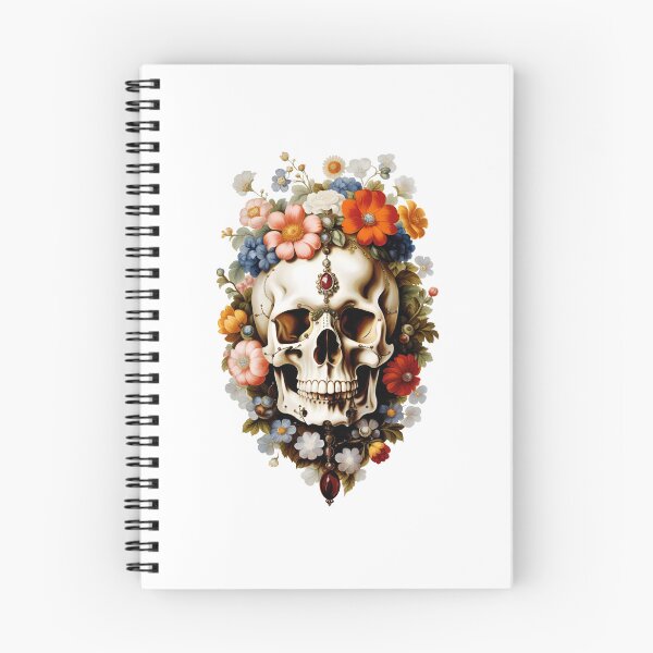 Item preview, Skull decorated with summer flowers designed and sold by MadinaFatt.
