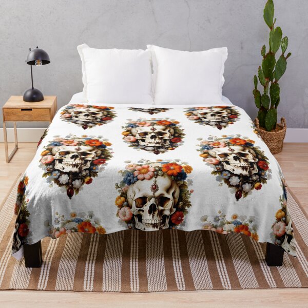 Item preview, Skull decorated with summer flowers designed and sold by MadinaFatt.