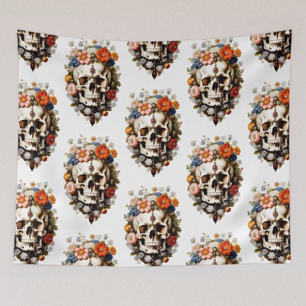 Item preview, Skull decorated with summer flowers designed and sold by MadinaFatt.