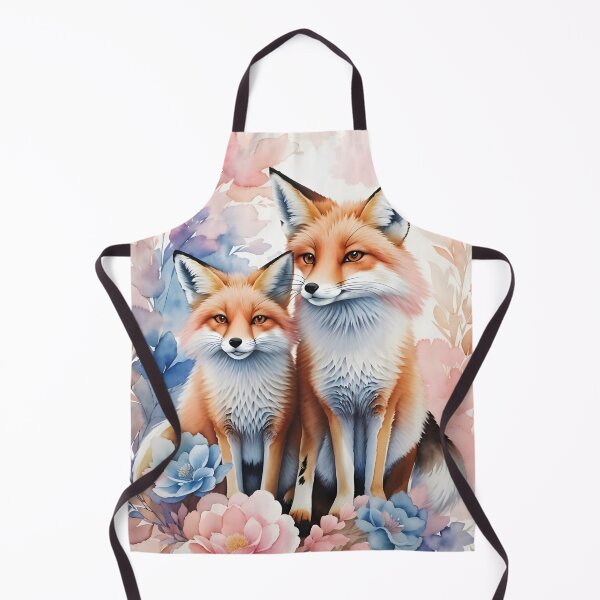 Aperçu de l'œuvre Couple renard orange avec fond de fleurs, aquarelle créée et vendue par Jayjaynaenae.